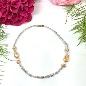 NEW⚜️ANKLET Peach Blush Pink Crystal Embellished